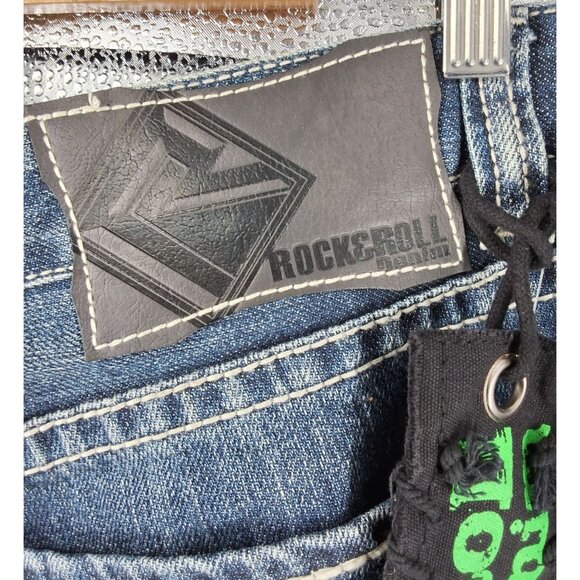 Rock & Roll Cowboy Denim Pistol Straight Jeans 40x34 Regular Straight Leg Blues - Picture 3 of 7